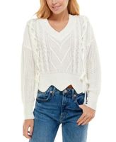 Juniors' Mixed Cable-Knit Sweater