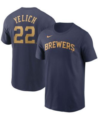 Youth Nike Christian Yelich Navy Milwaukee Brewers Player Name & Number T- Shirt