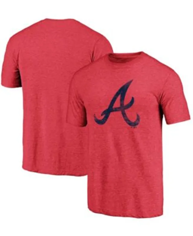 Men's Heathered Navy Atlanta Braves Distressed Team Tri-Blend T-Shirt