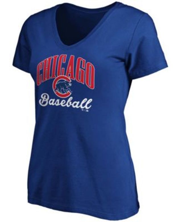 Fanatics Branded Women's Royal Chicago Cubs Victory Script V-Neck Long Sleeve T-Shirt - Royal