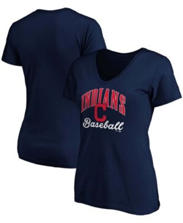 Cleveland Indians Touch Women's Ultimate Fan 3/4-Sleeve Raglan V-Neck T- Shirt - Navy