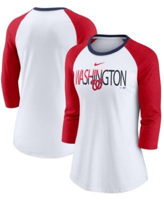 Women's Nike Red/Navy St. Louis Cardinals Modern Baseball Arch Tri-Blend  Raglan 3/4-Sleeve T-Shirt