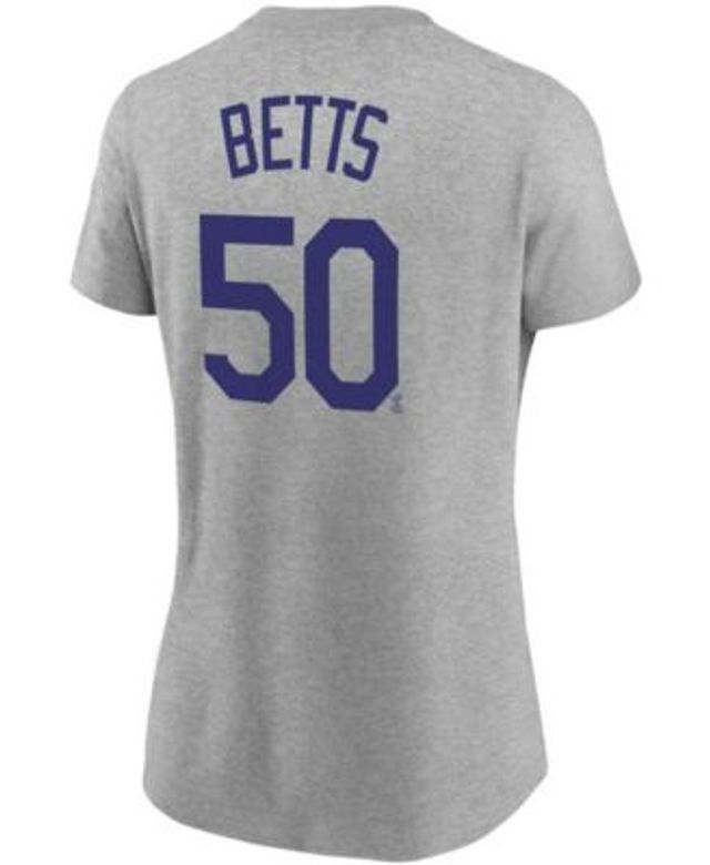 Women's Nike Mookie Betts Heathered Gray Los Angeles Dodgers Name & Number  T-Shirt