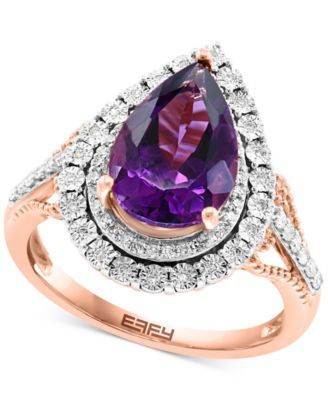 EFFY® Amethyst (2-7/8 ct. t.w.) & Diamond (1/4 ct. t.w.) Ring in 14k White & Rose Gold