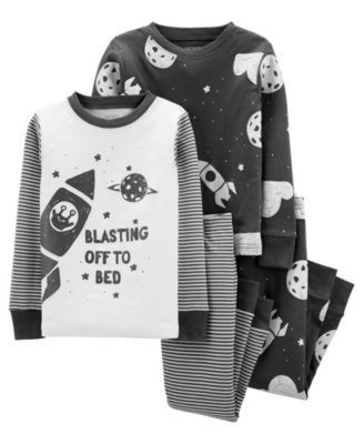 Toddler Boys Space Snug Fit Cotton Pajama, 4 Piece Set