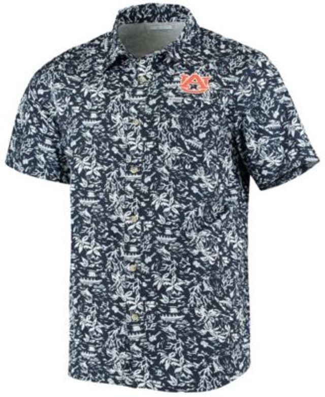 Men's Columbia PFG Navy Auburn Tigers Slack Tide Camp Button-Up Shirt