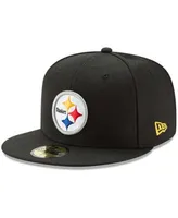 Men's New Era Black Pittsburgh Steelers Omaha Throwback 59FIFTY Fitted Hat