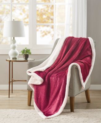 Textured Reversible 50" x 60" Classic Sherpa Throw, Created for Macy's