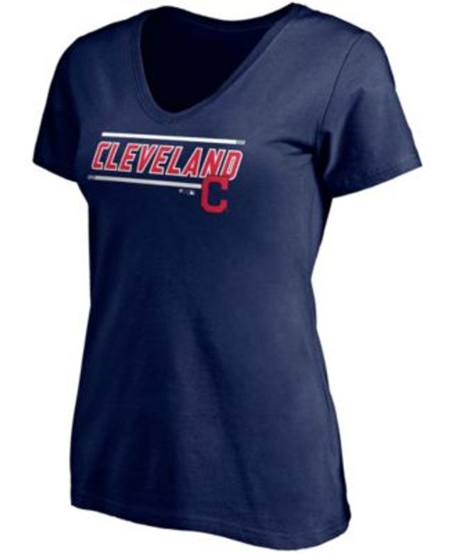 Women's Navy Cleveland Indians Oversized Spirit Jersey V-Neck T-Shirt