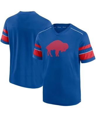 Men's Royal Buffalo Bills Textured Throwback Hashmark V-Neck T-shirt