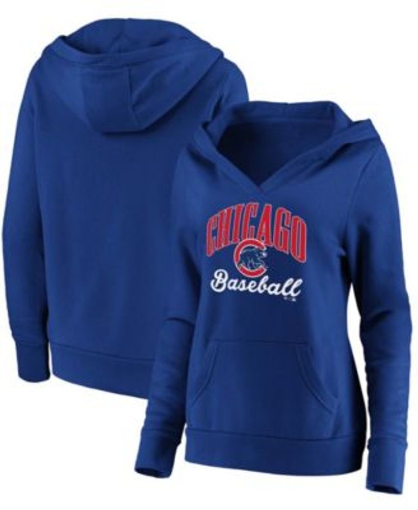 Women's Royal Chicago Cubs Plus Size Lace-Up V-Neck Pullover Hoodie