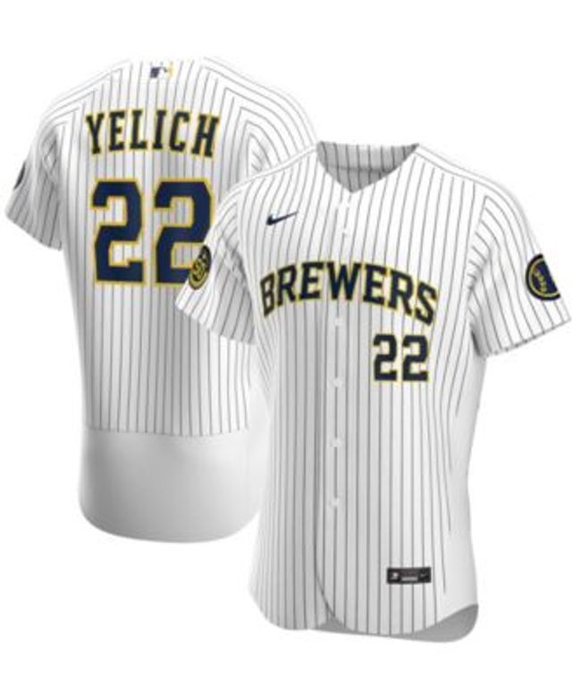 Nike Men's Christian Yelich Gray Milwaukee Brewers Road Authentic Player  Logo Jersey