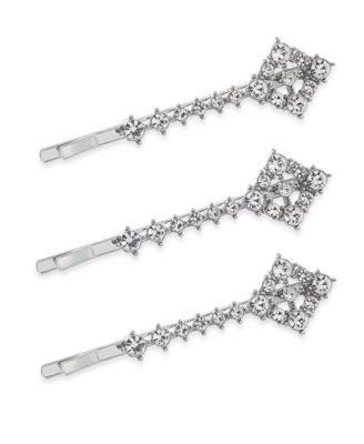 3-Pc. Silver-Tone Crystal Bobby Pin Set, Created for Macy's