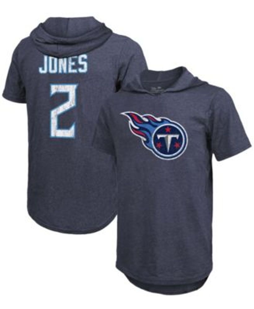 Fanatics Men's Julio Jones Navy Tennessee Titans Player Name Number  Tri-Blend Short Sleeve Hoodie T-shirt