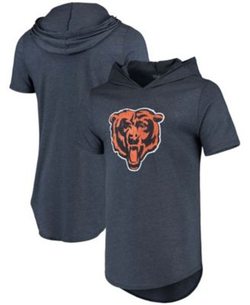 Majestic Men's Navy Chicago Bears Primary Logo Tri-Blend Hoodie T-Shirt