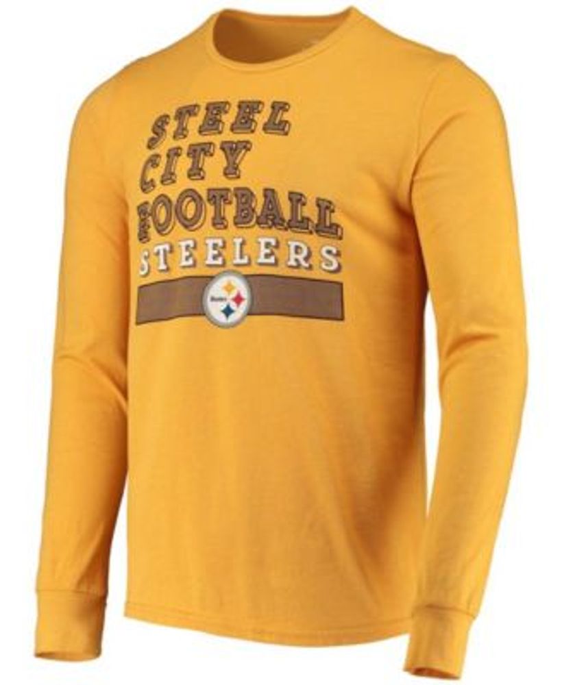 Pittsburgh Steelers Primary Colour Wordmark Long Sleeve T-Shirt - Mens