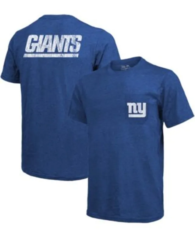 New York Giants Majestic Threads Tri-Blend Pocket T-Shirt - Heathered Royal Size: Medium