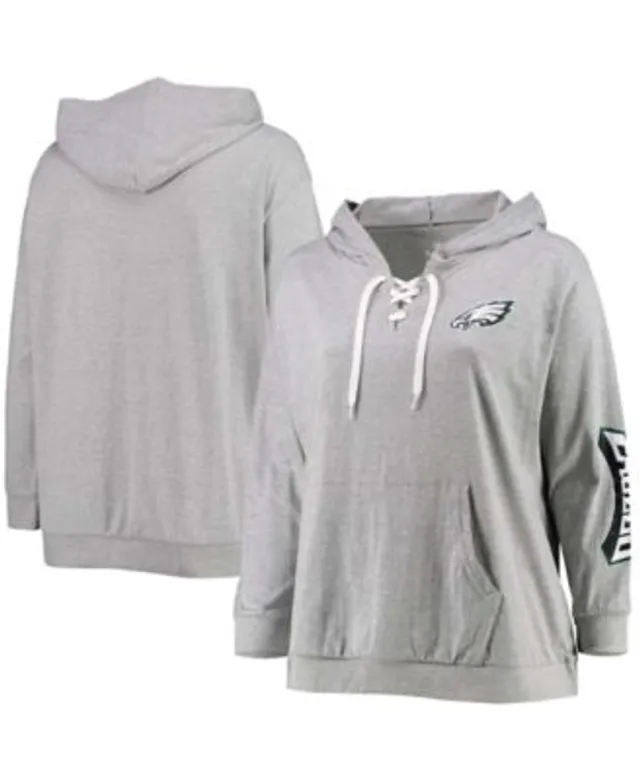 Women's Wear by Erin Andrews Black Philadelphia Eagles Cropped Sponge Fleece Pullover Hoodie Size: Small