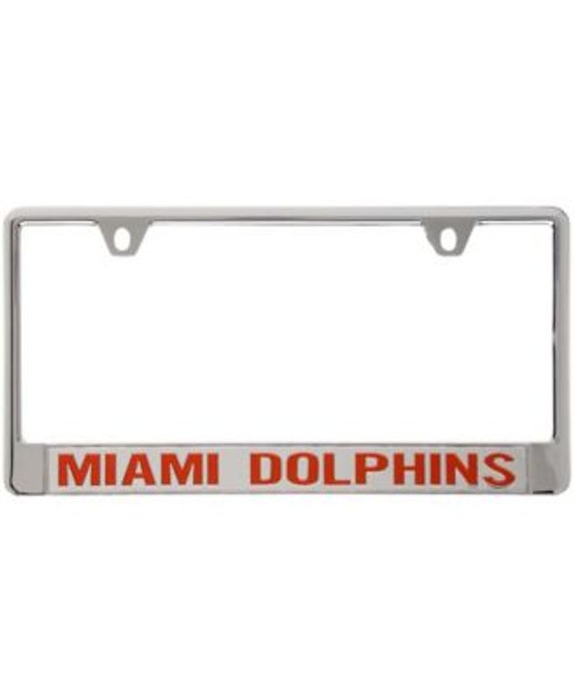 Miami Dolphins Silver Glitter Metal License Plate Frame