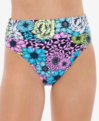 Juniors' Blossomed Printed High-Waist Bikini Bottoms, Created for Macy's