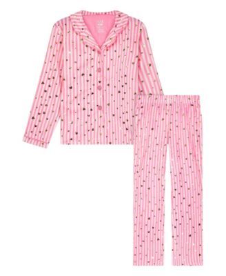 Girls 2 Piece Coat Style Top and Pajama Set