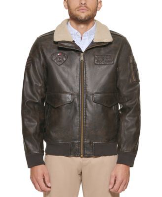 Men's Top Gun Faux Leather Aviator Bomber Jacket, Created for Macy's