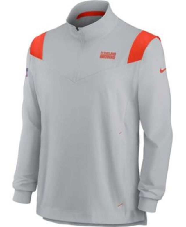 Cleveland Browns Sideline Men's Nike NFL 1/2-Zip Hooded Jacket.