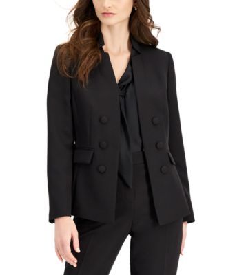 Notch Collar Faux Double Breasted Blazer