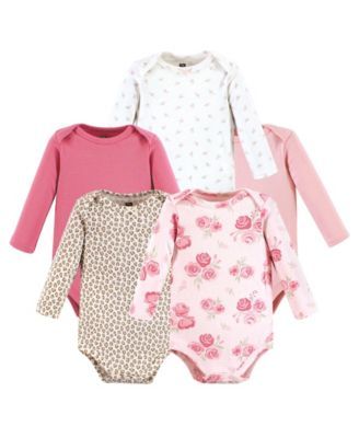 Baby Girls Cotton Long-Sleeve Bodysuits