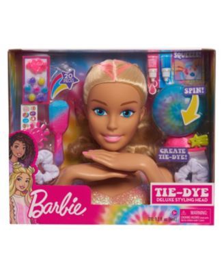 Barbie Tie-Dye Deluxe 22-Piece Styling Head, Blonde Hair, Includes 2 Non-Toxic Dye Colors