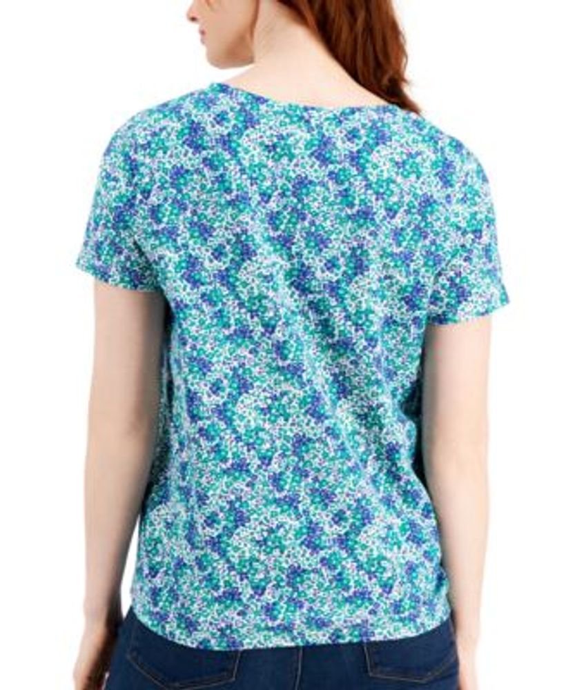 Women's Cotton Printed V-Neck T-Shirt