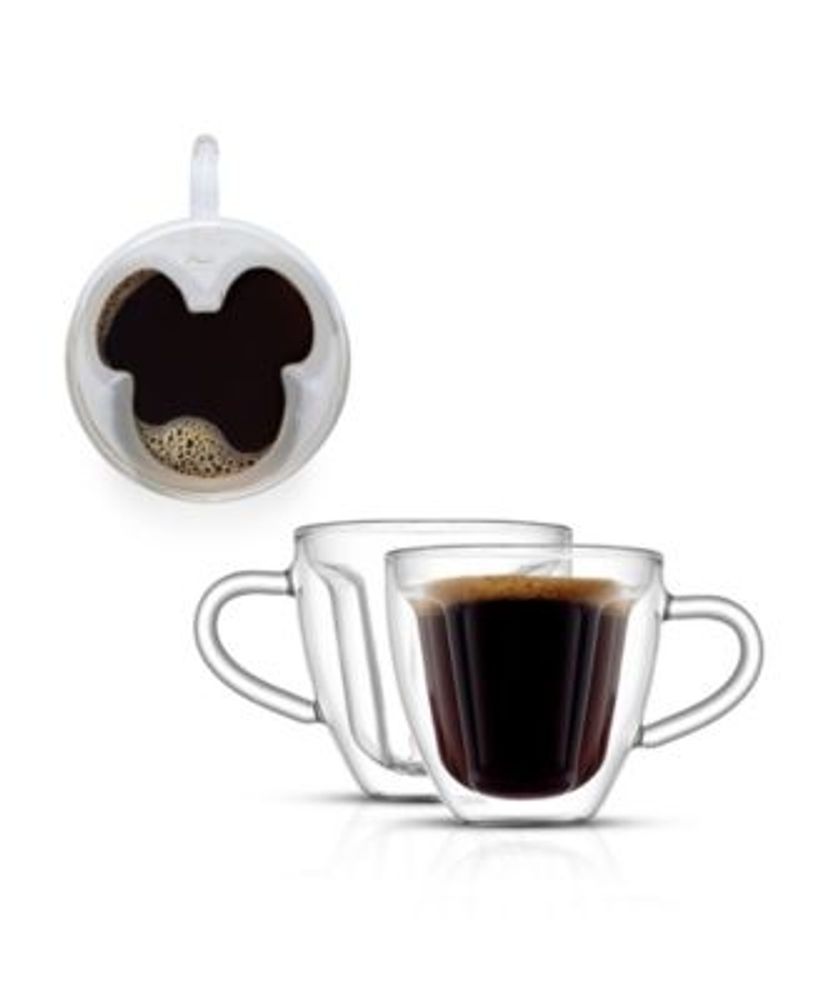 JoyJolt Disney Mickey Mouse & Pluto Double Wall Coffee Mugs 5 Oz Set of 2