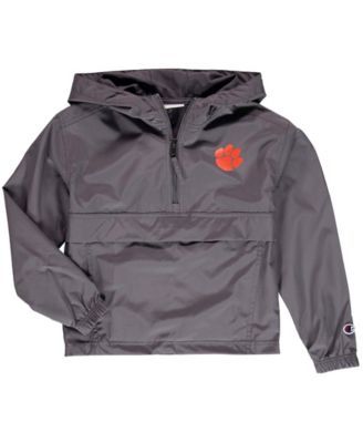 Youth Graphite Clemson Tigers Pack and Go Quarter-Zip Windbreaker Jacket