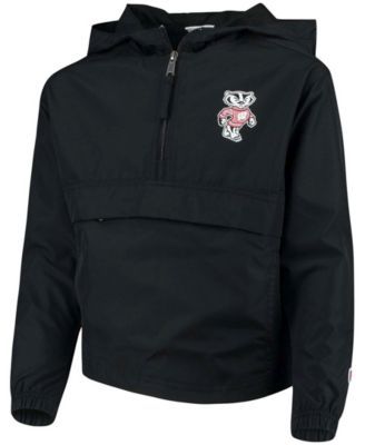 Youth Black Wisconsin Badgers Pack and Go Windbreaker Jacket