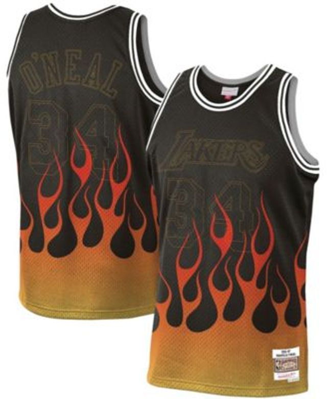 Mitchell & Ness Men's Shaquille O'Neal Black Los Angeles Lakers 1996-97  Hardwood Classics Flames Swingman Jersey