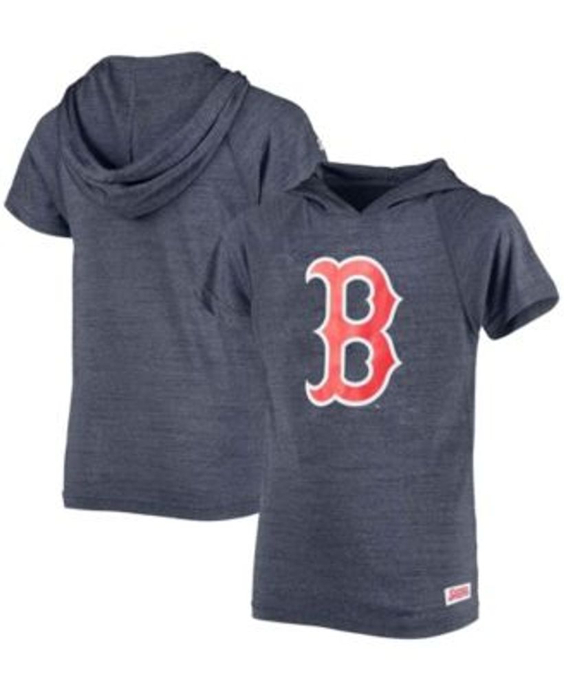 Youth Stitches Heathered Navy Boston Red Sox Raglan Short Sleeve Pullover  Hoodie 