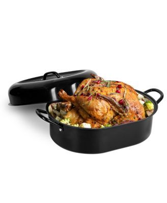 Granite Stone Oval Roaster Pan, 16” Ultra Nonstick Small Roasting Pan with Lid