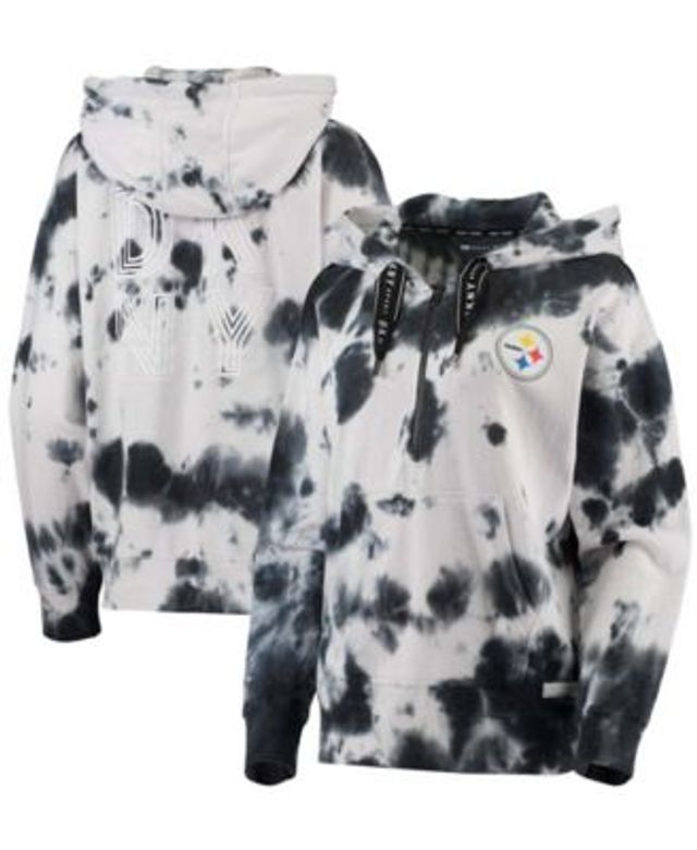 Women's DKNY Sport White/Black Miami Dolphins Dakota Oversized Tie-Dye  Half-Zip Hoodie