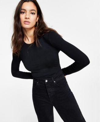 Bodycon Long-Sleeve Cropped Top
