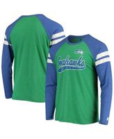 Nike Men's Royal and Kelly Green Seattle Seahawks Throwback Raglan Long Sleeve T-Shirt Blue