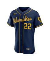 Men's Milwaukee Brewers Nike Navy Alternate Authentic Team Logo Jersey