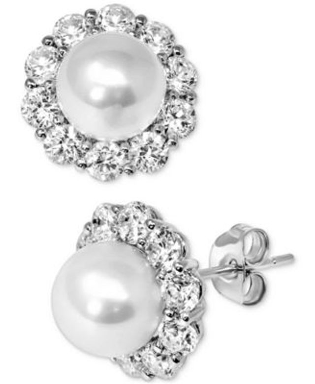 Giani Bernini Freshwater Pearl (7-8mm) & Cubic Zirconia Heart Drop