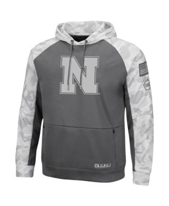 Colosseum Men's Gray Nebraska Huskers OHT Military-Inspired Appreciation  Arctic Camo Lace-Up Pullover Hoodie