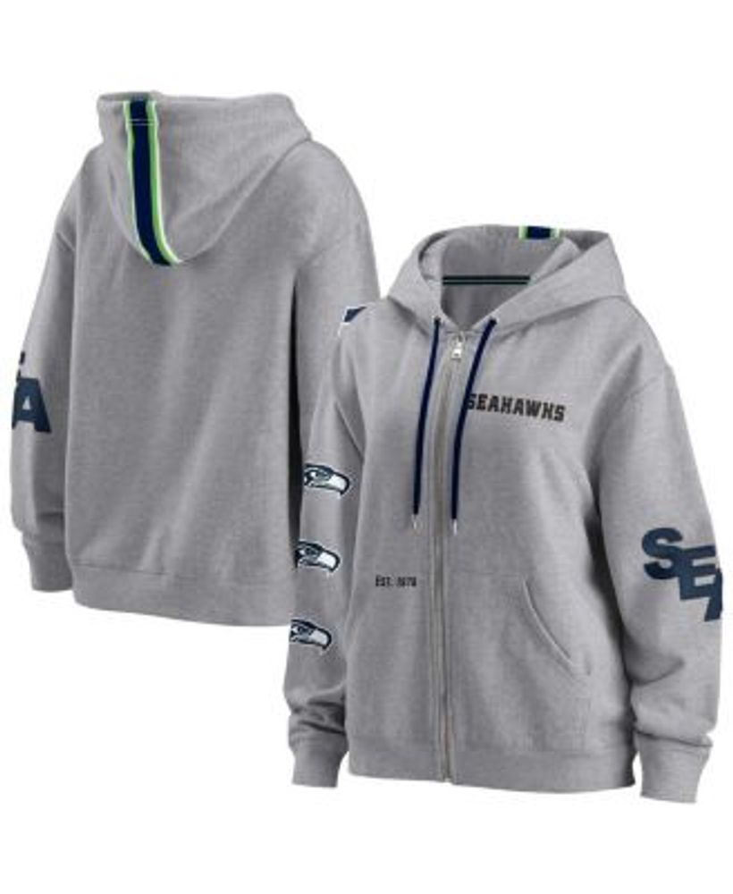 Lids Seattle Seahawks New Era Women's Throwback Colorblock Full-Zip Hoodie  - College Navy/Neon Green