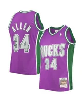 Mitchell & Ness Men's Ray Allen Purple Milwaukee Bucks Hardwood Classics Swingman Jersey - Purple