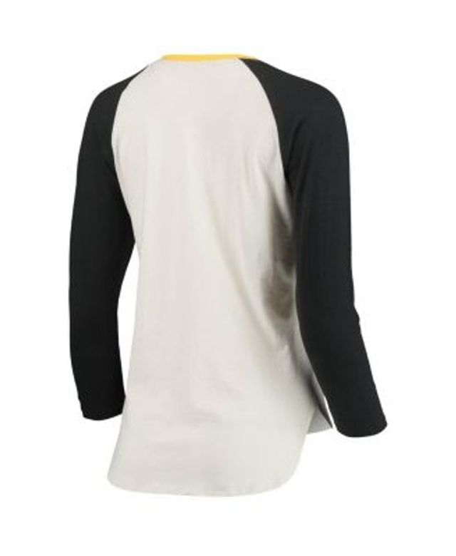 Women's Pittsburgh Steelers '47 White/Black Frankie Ring Around Raglan  3/4-Sleeve T-Shirt