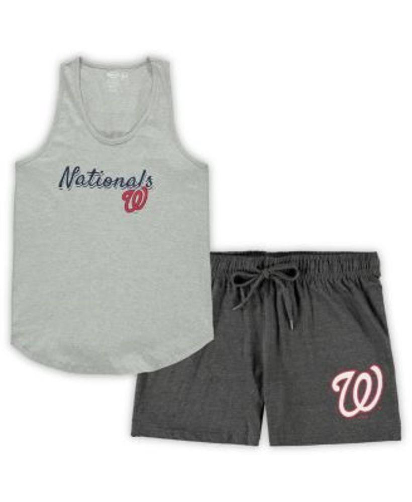 Washington Nationals Concepts Sport Women's Crossfield Long Sleeve T-Shirt  & Shorts Sleep Set - Heathered Gray