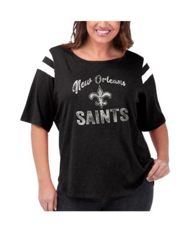 Women's Touch Black New Orleans Saints Plus Size Free Agent Long Sleeve  T-Shirt