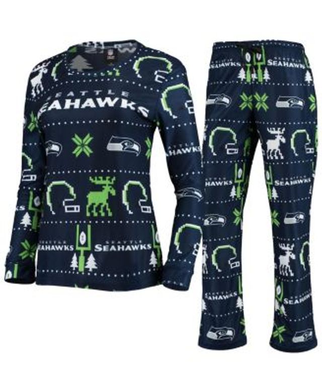 FOCO Women's FOCO Navy Seattle Seahawks Holiday Ugly Pajama Set