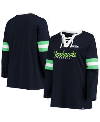 Women's New Era Royal/Green Seattle Seahawks Legacy Lace-Up Raglan T-Shirt Size: Medium